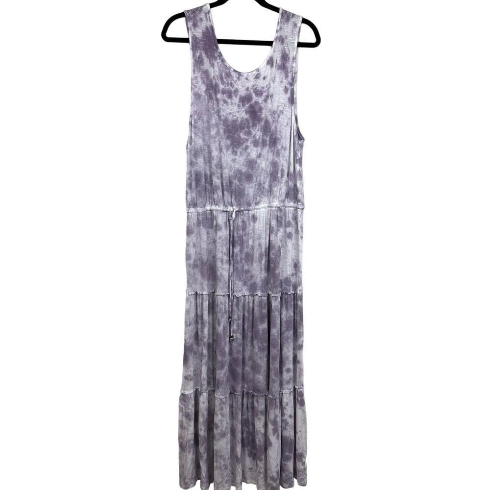 Knox Rose Tie‎ Dye Maxi Dress Womens XL Purple Excellent Tiered Boho Sleeveless